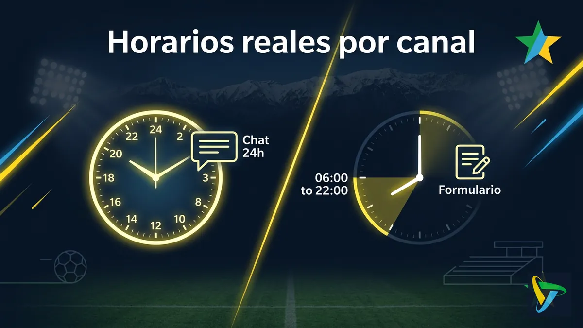 Comparación de horarios de atención de Betplay Chile: chat 24 horas y formulario de 06:00 a 22:00