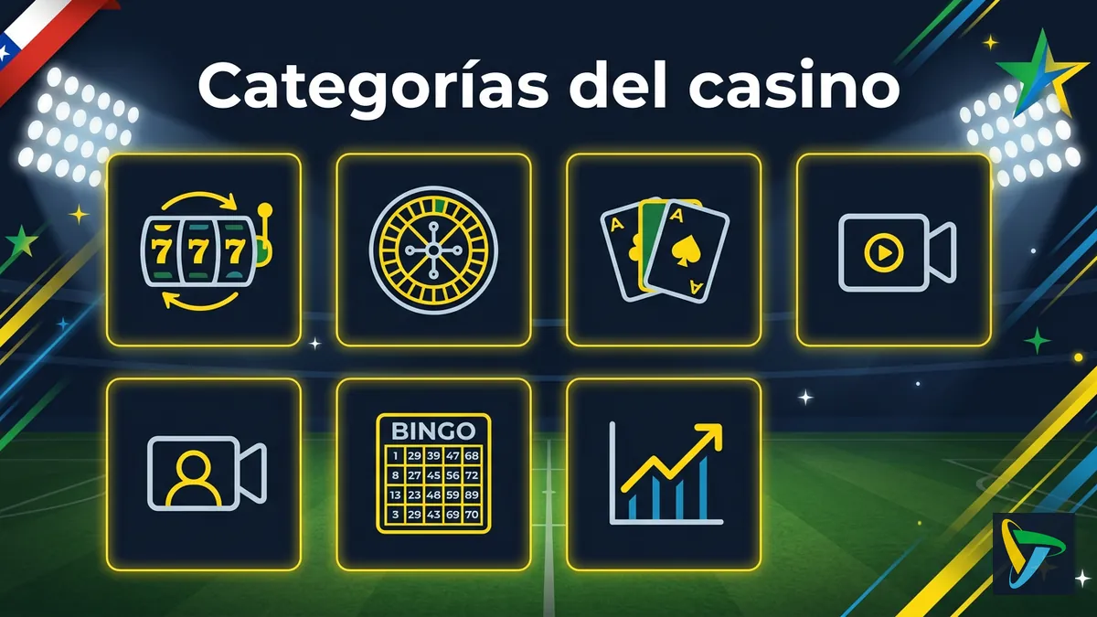 Grilla de categorías del casino BetPlay: tragamonedas, ruleta, blackjack, en vivo y bingo