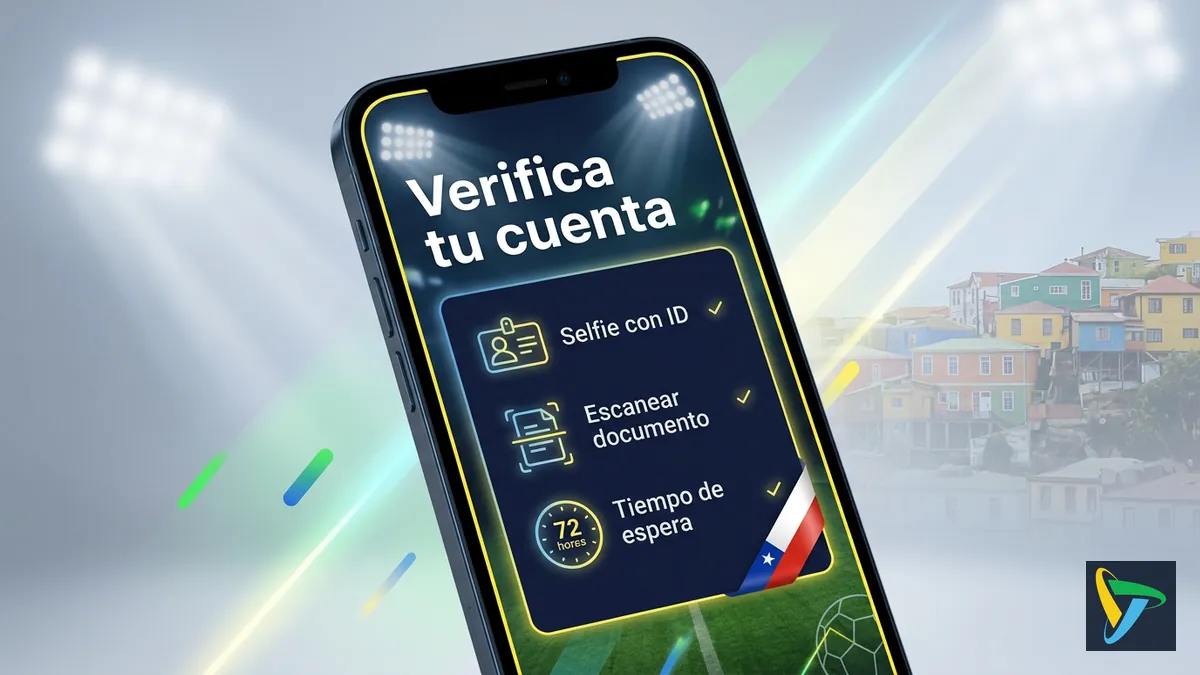 Pantalla de celular con íconos de verificación de identidad y documento para activar la cuenta en Betplay, acento chileno