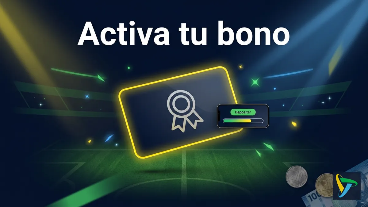 Tarjeta de bono brillante junto a pantalla de depósito para activar el bono de bienvenida de Betplay tras el registro
