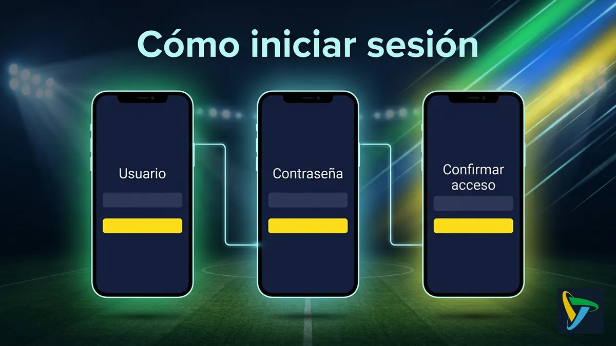 Tres pantallas mostrando el paso a paso para iniciar sesión en Betplay en español